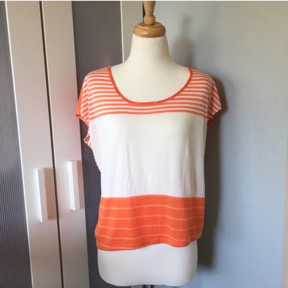 VaVa by Joy Han Orange Stripe High Low Tee